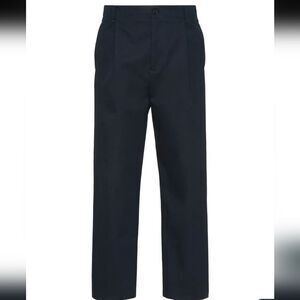 VALENTINO Cotton Straight Leg Pleated Cotton Trousers